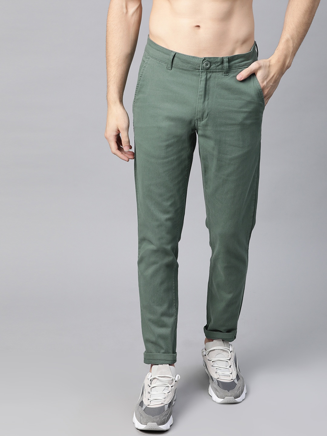 

Roadster Men Olive Green Chinos Trousers