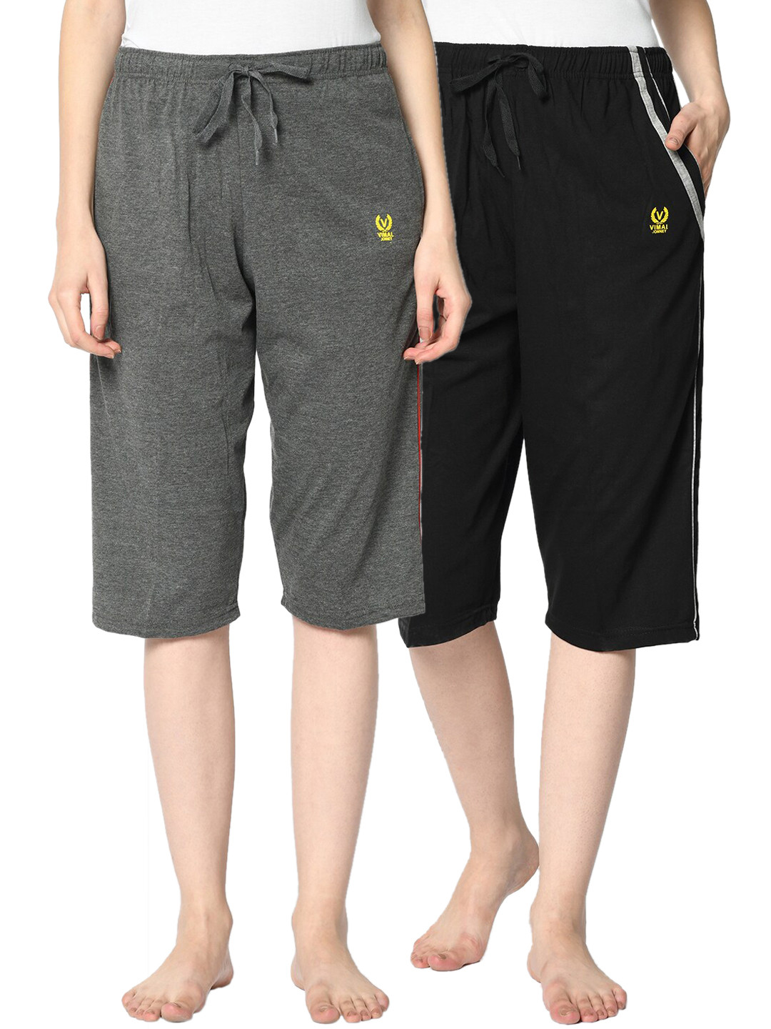 

MACK JONNEY Women Pack of 2 Solid Lounge Shorts, Grey
