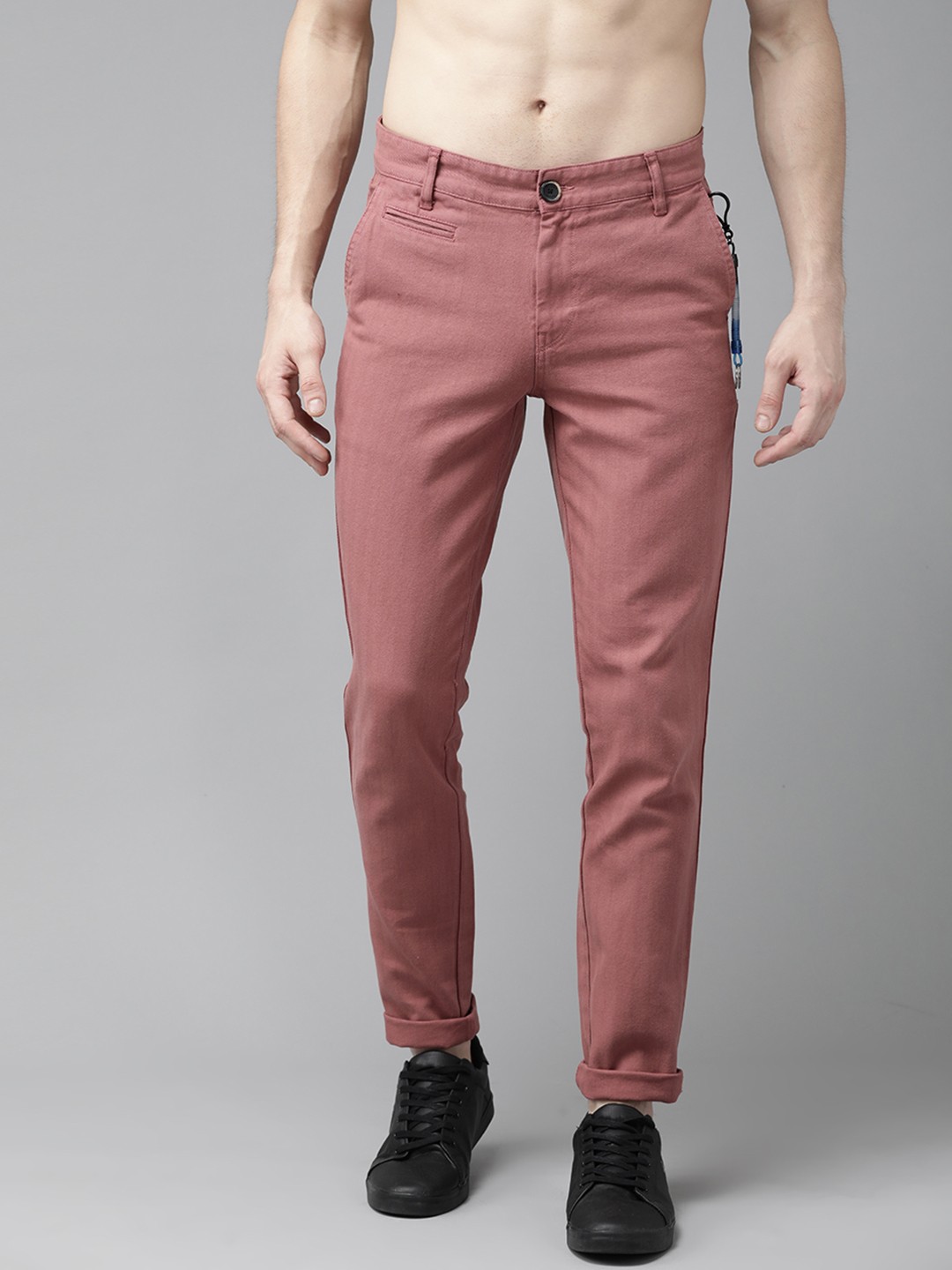 

Roadster Men Pink Regular Fit Striped Trousers