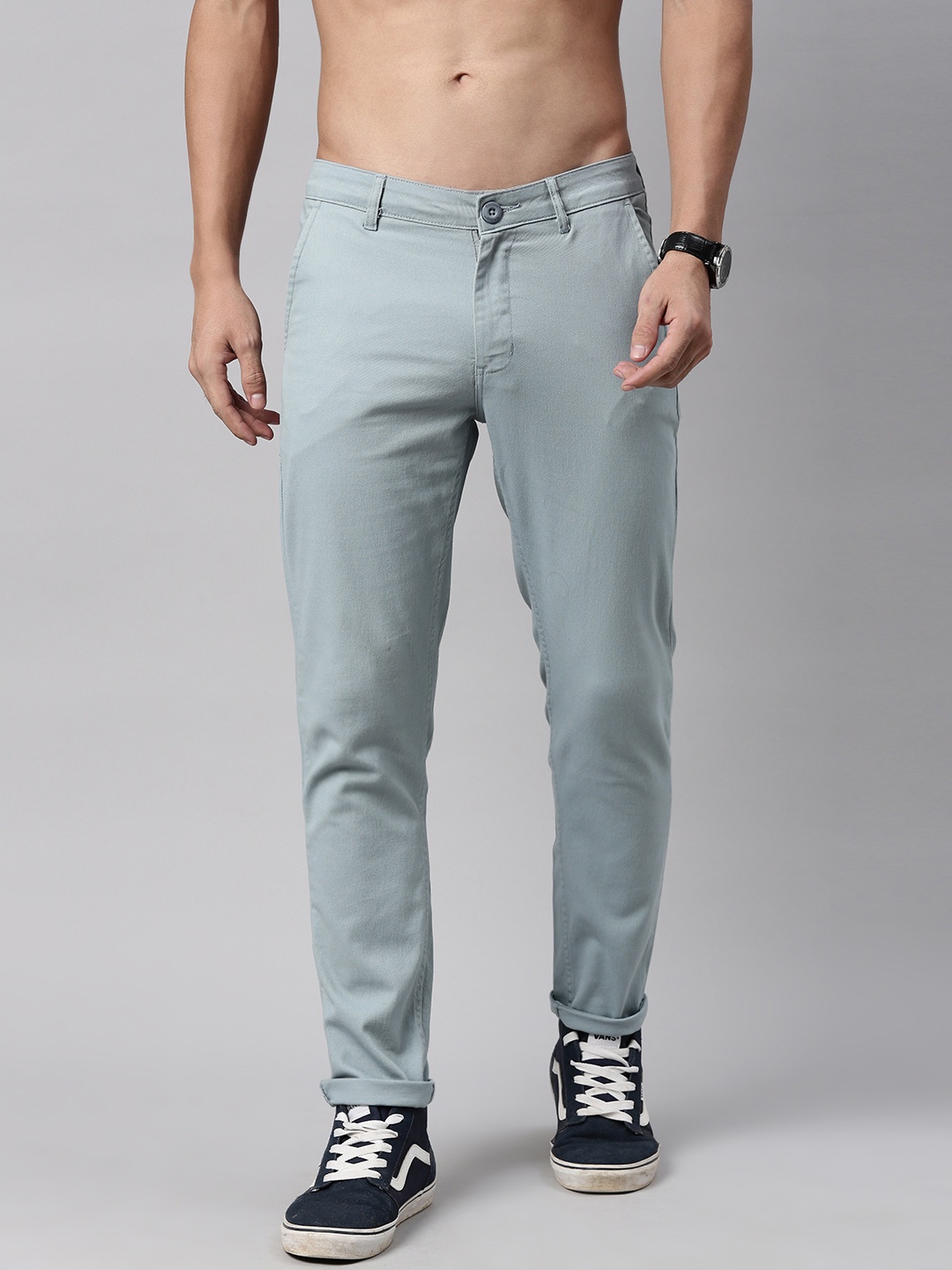 

Roadster Men Blue Regular Fit Solid Regular Trousers