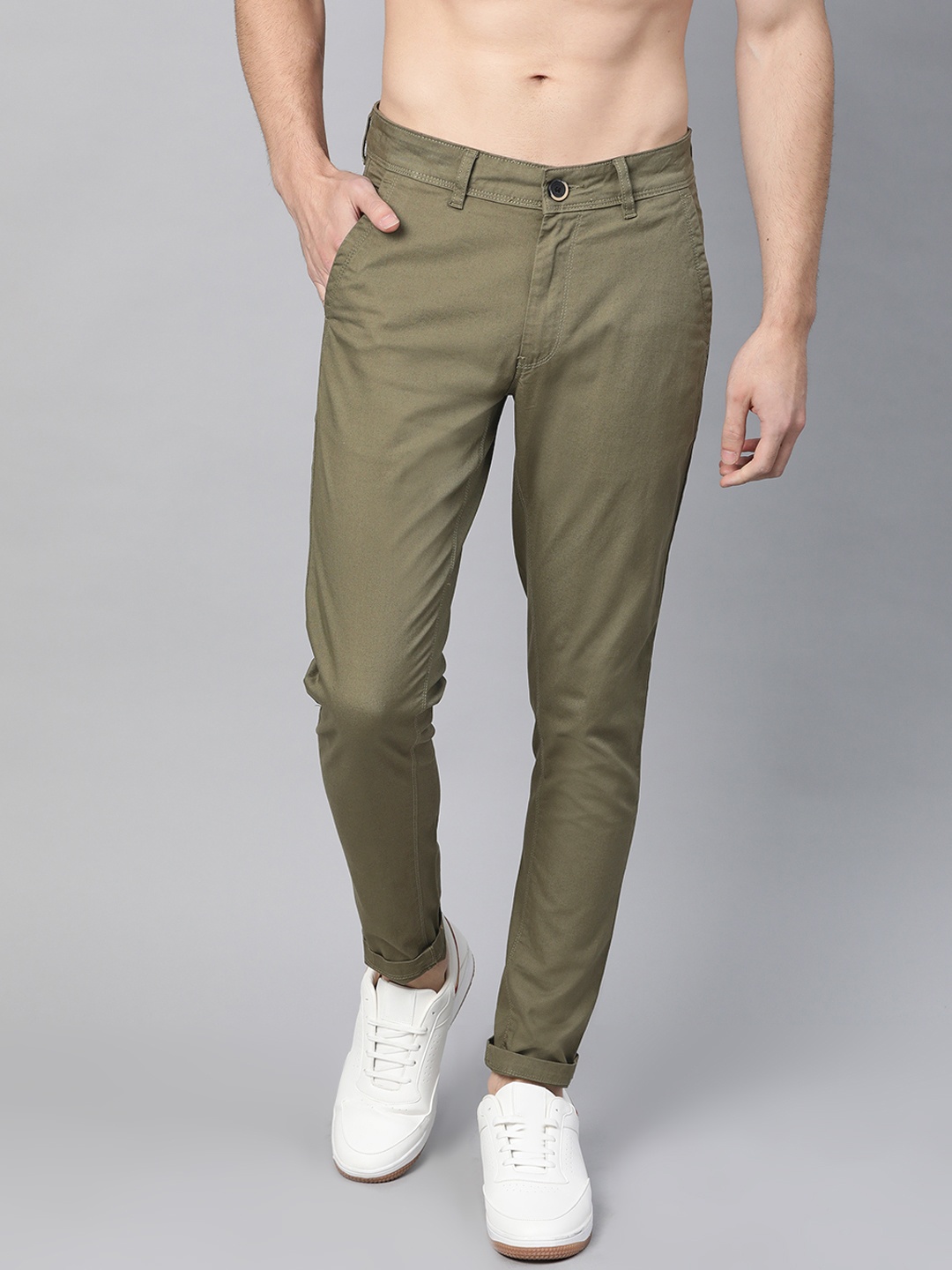 

Roadster Men Olive Green Chinos Trousers