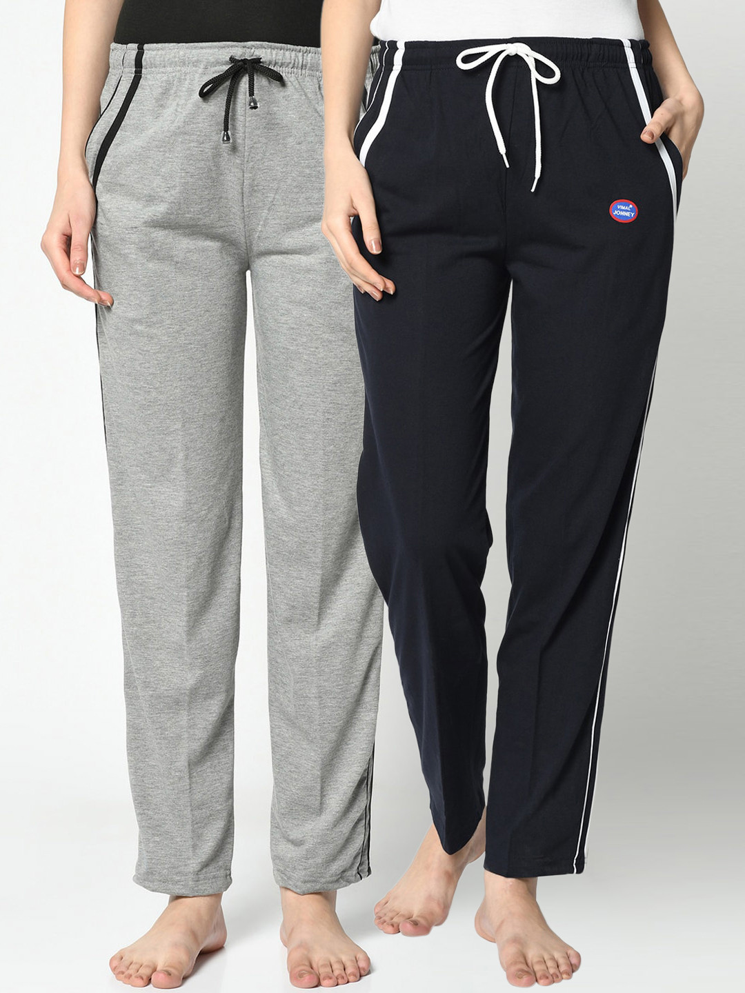 

VIMAL JONNEY Women Pack of 2 Solid Lounge Pants, Black