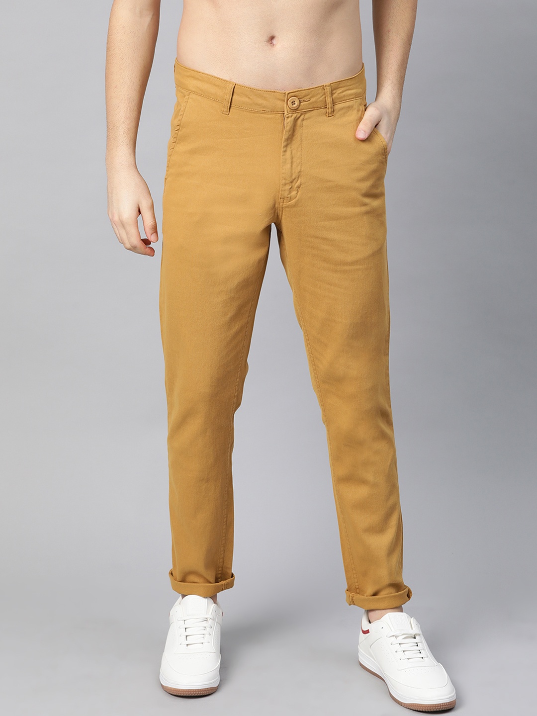 

Roadster Men Mustard Yellow Solid Regular Fit Chinos
