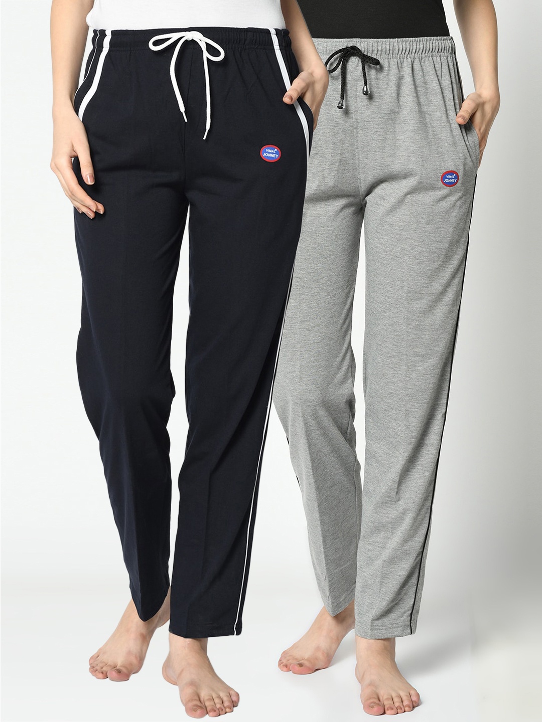 

VIMAL JONNEY Women Pack of 2 Solid Lounge Pants, Black