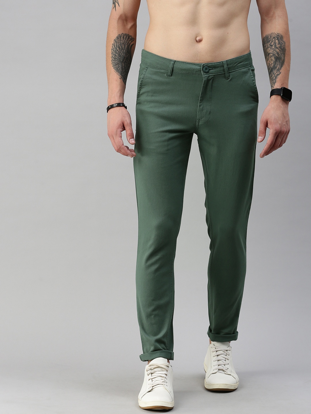 Roadster Men Green Trousers