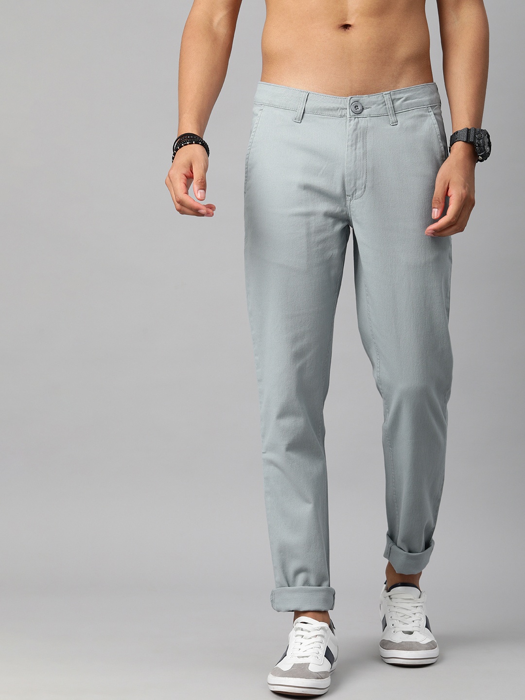 

Roadster Men Grey Chinos Trousers