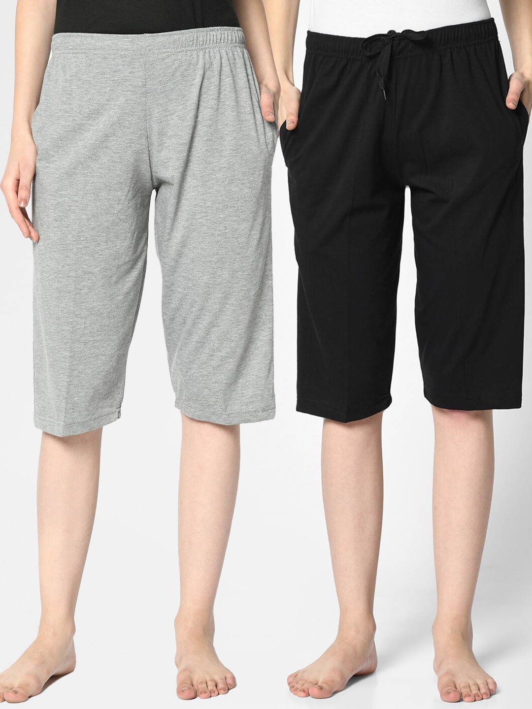 

VIMAL JONNEY Women Pack of 2 Solid Lounge Shorts, Grey