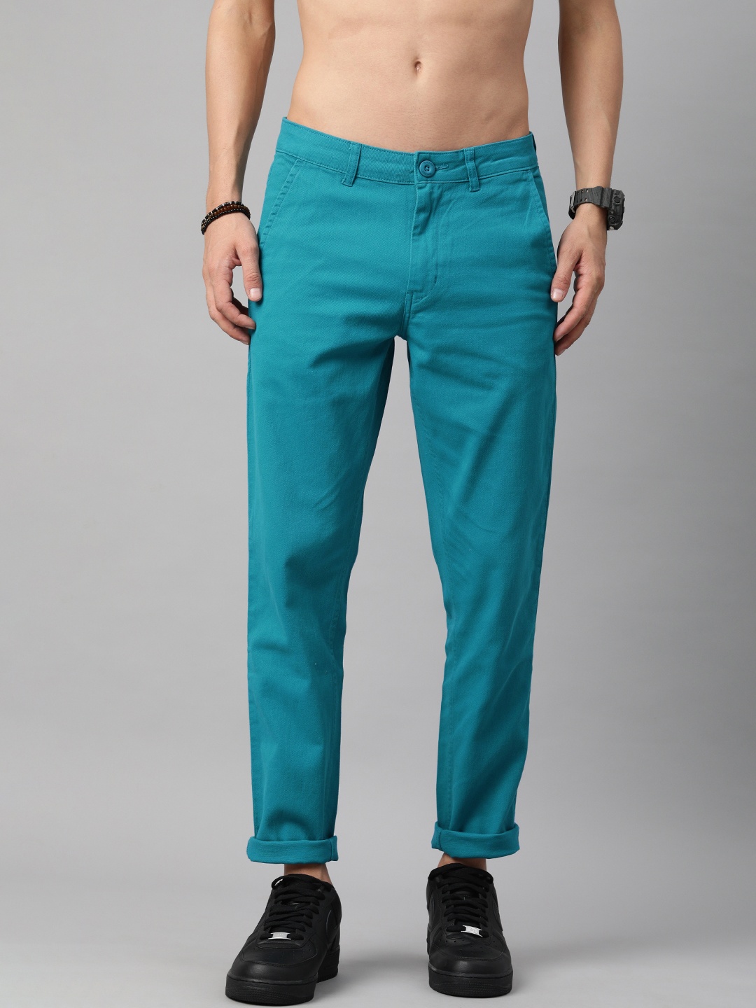 

Roadster Men Teal Blue Chinos Trousers