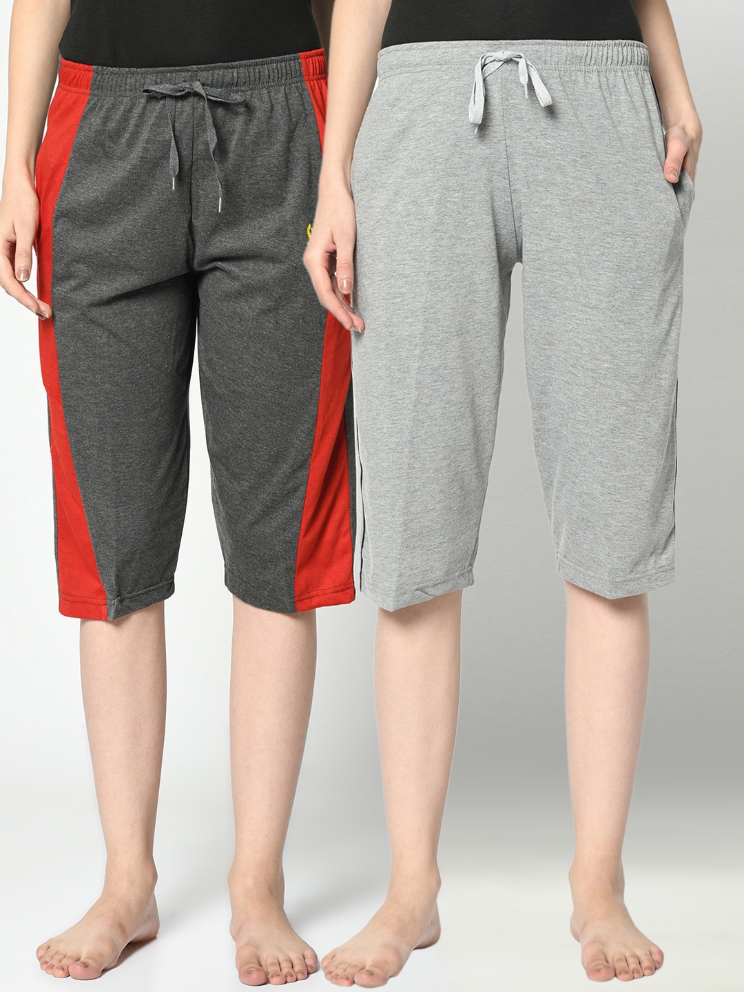 

MACK JONNEY Women Pack of 2 Solid Lounge Shorts, Grey
