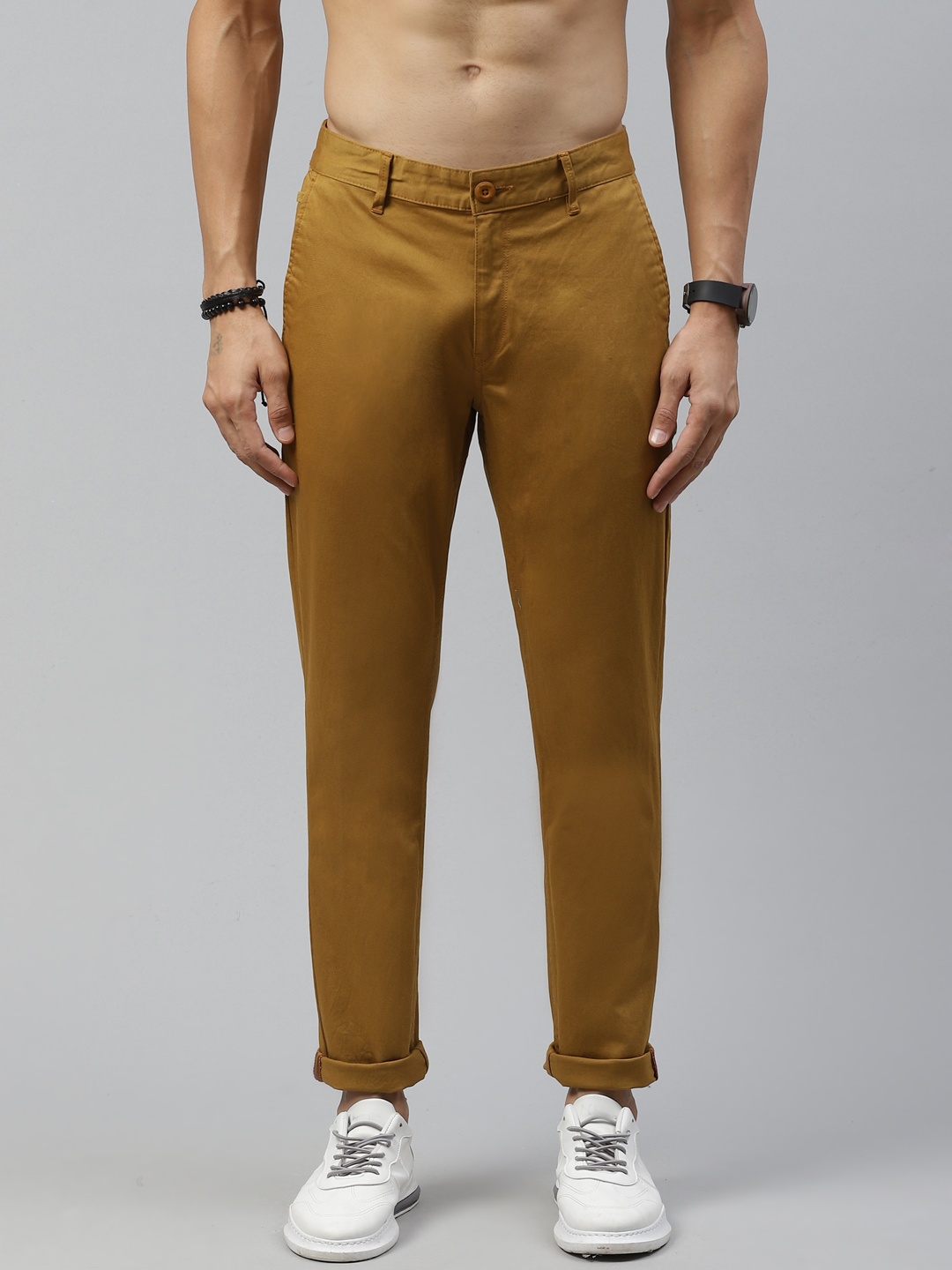 

Roadster Men Khaki Slim Fit Solid Regular Trousers