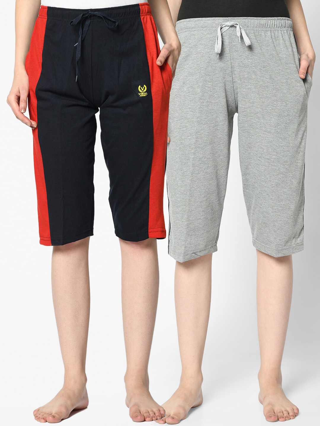 

MACK JONNEY Women Pack of 2 Solid Lounge Shorts, Blue