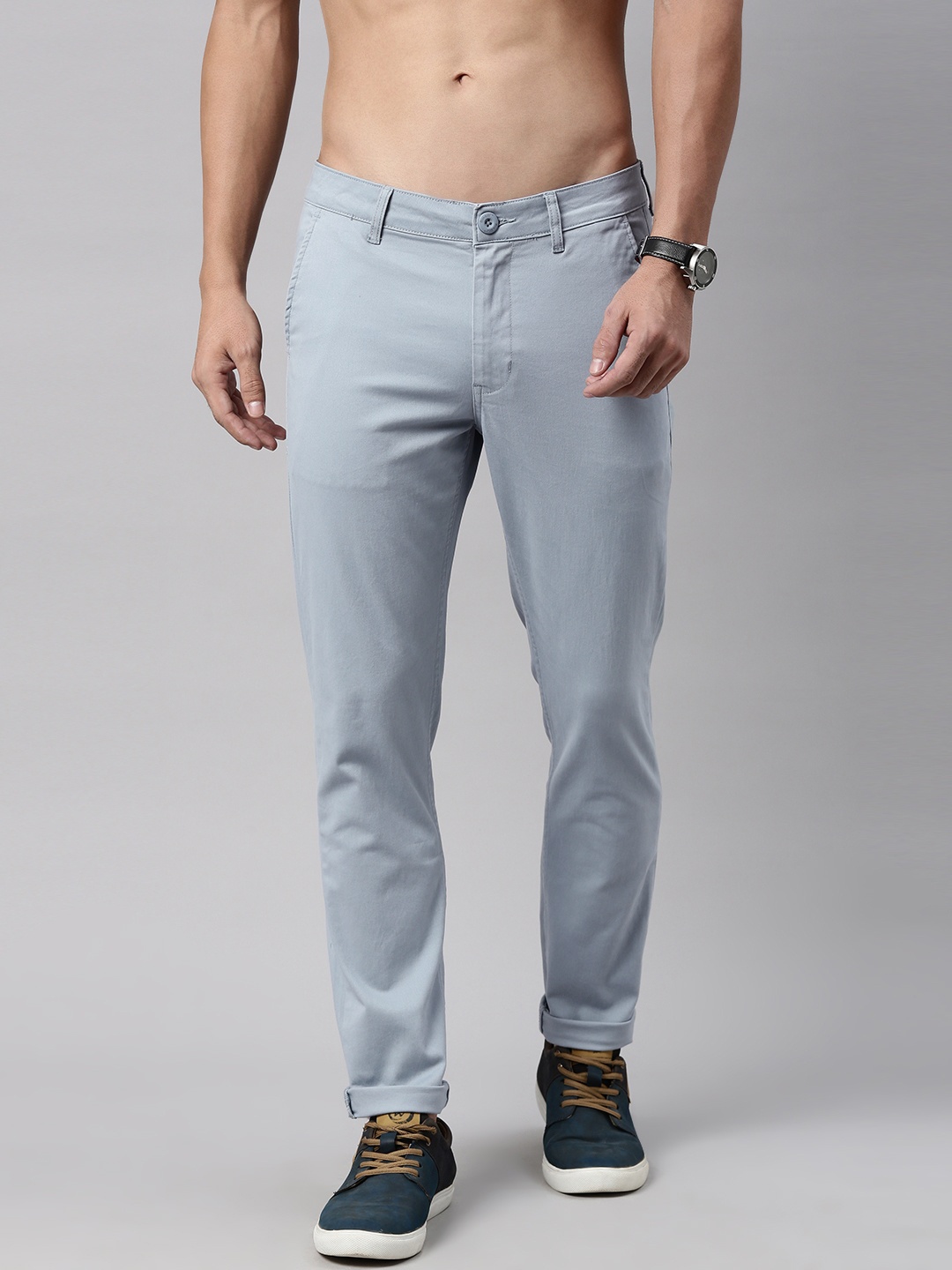 

Roadster Men Blue Regular Fit Solid Regular Trousers