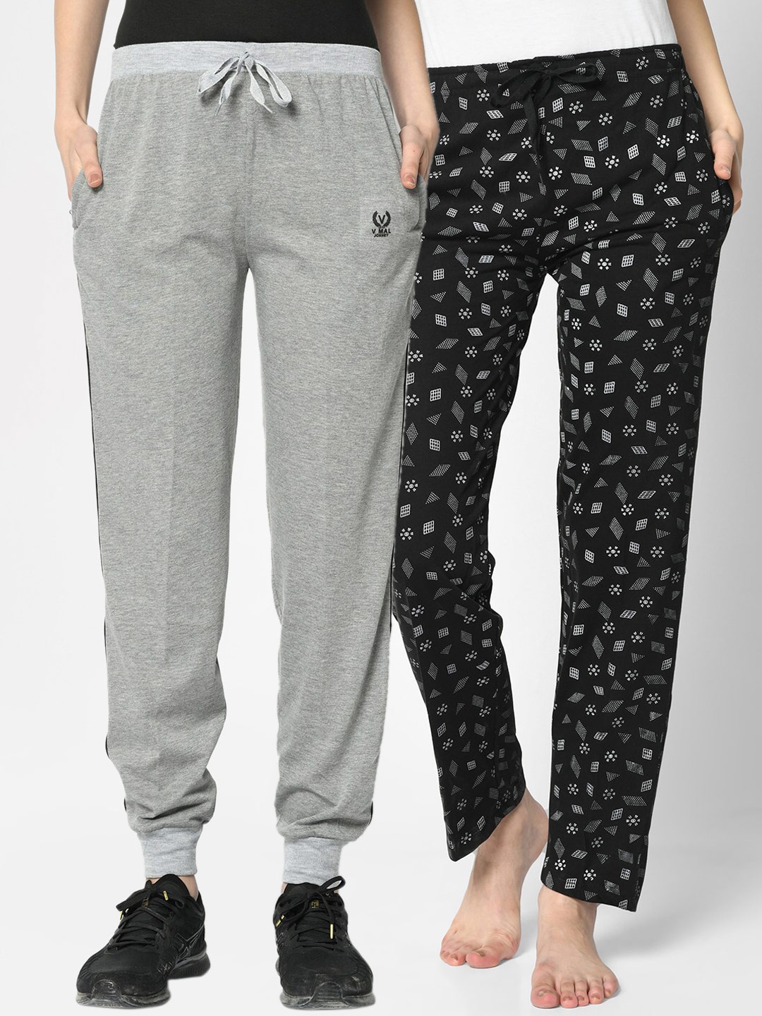 

MACK JONNEY Women Pack of 2 Solid Lounge Pants, Grey