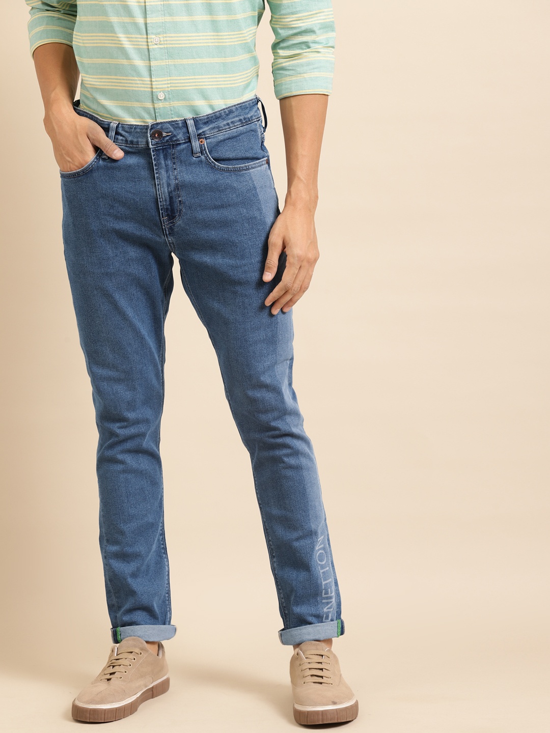 

United Colors of Benetton Men Sustainable Blue Skinny Fit Mid-Rise Stretchable Jeans