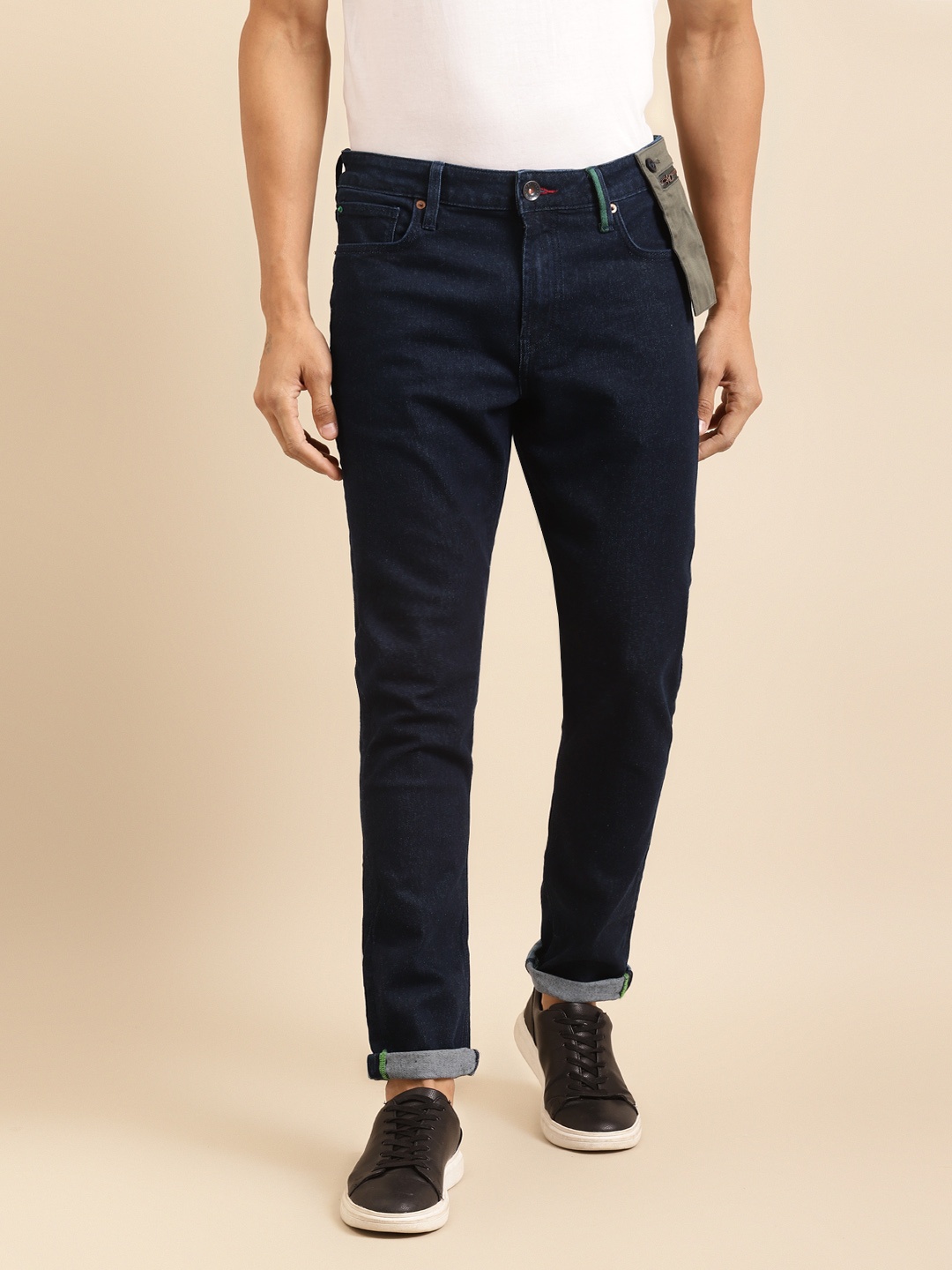 

United Colors of Benetton Men Navy Slim Tapered Fit Mid-Rise Clean Look Stretchable Jeans, Navy blue