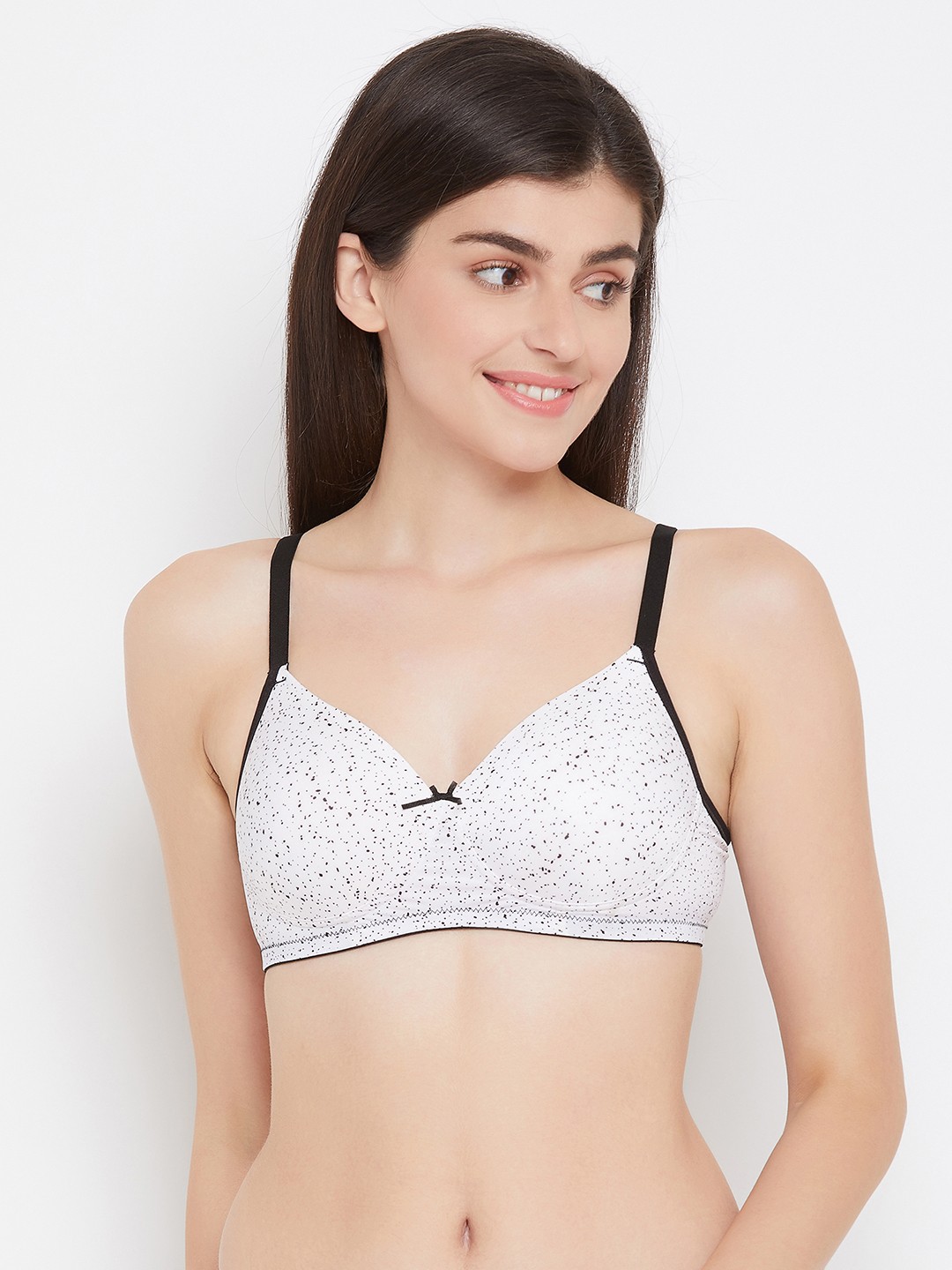 

Clovia Off-White & Black Printed Underwired Lightly Padded T-shirt Bra BR1804T1836E