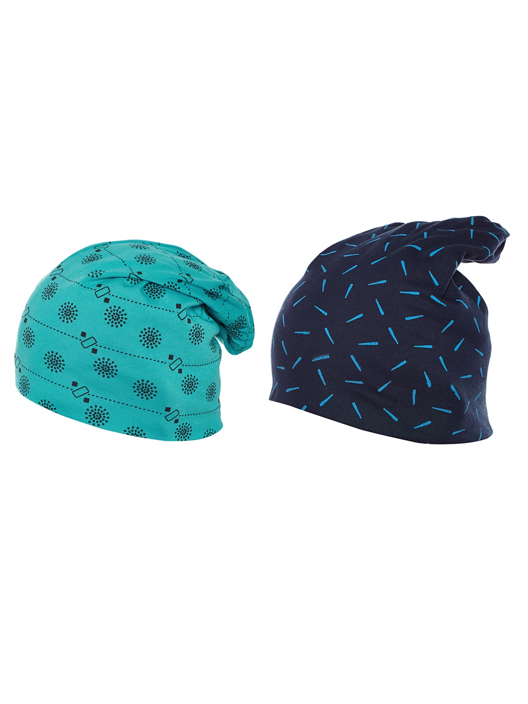 

VIMAL JONNEY Women Pack of 2 Printed Beanie, Turquoise blue