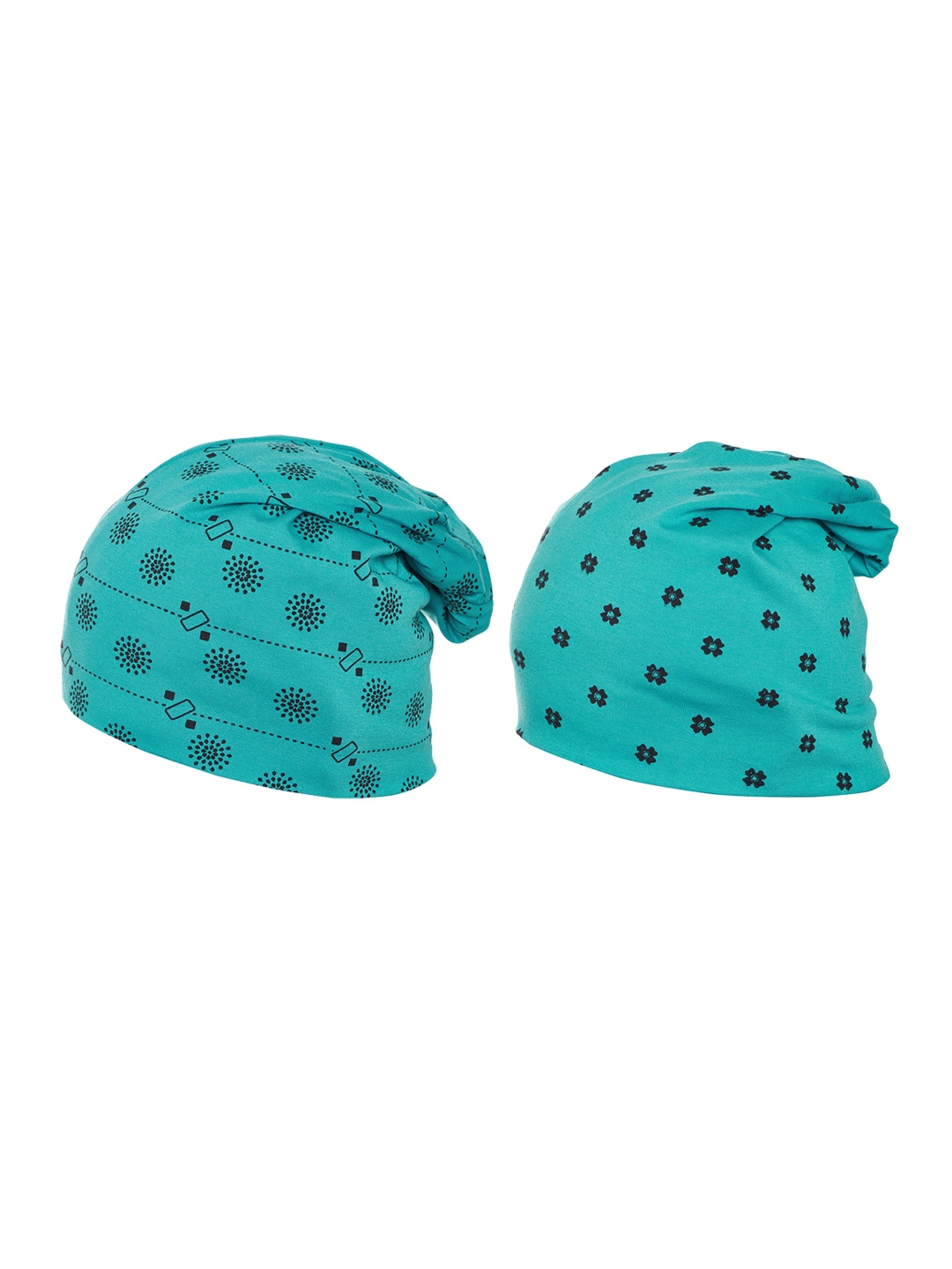 

VIMAL JONNEY Women Pack Of 2 Sea Green Printed Beanie Caps
