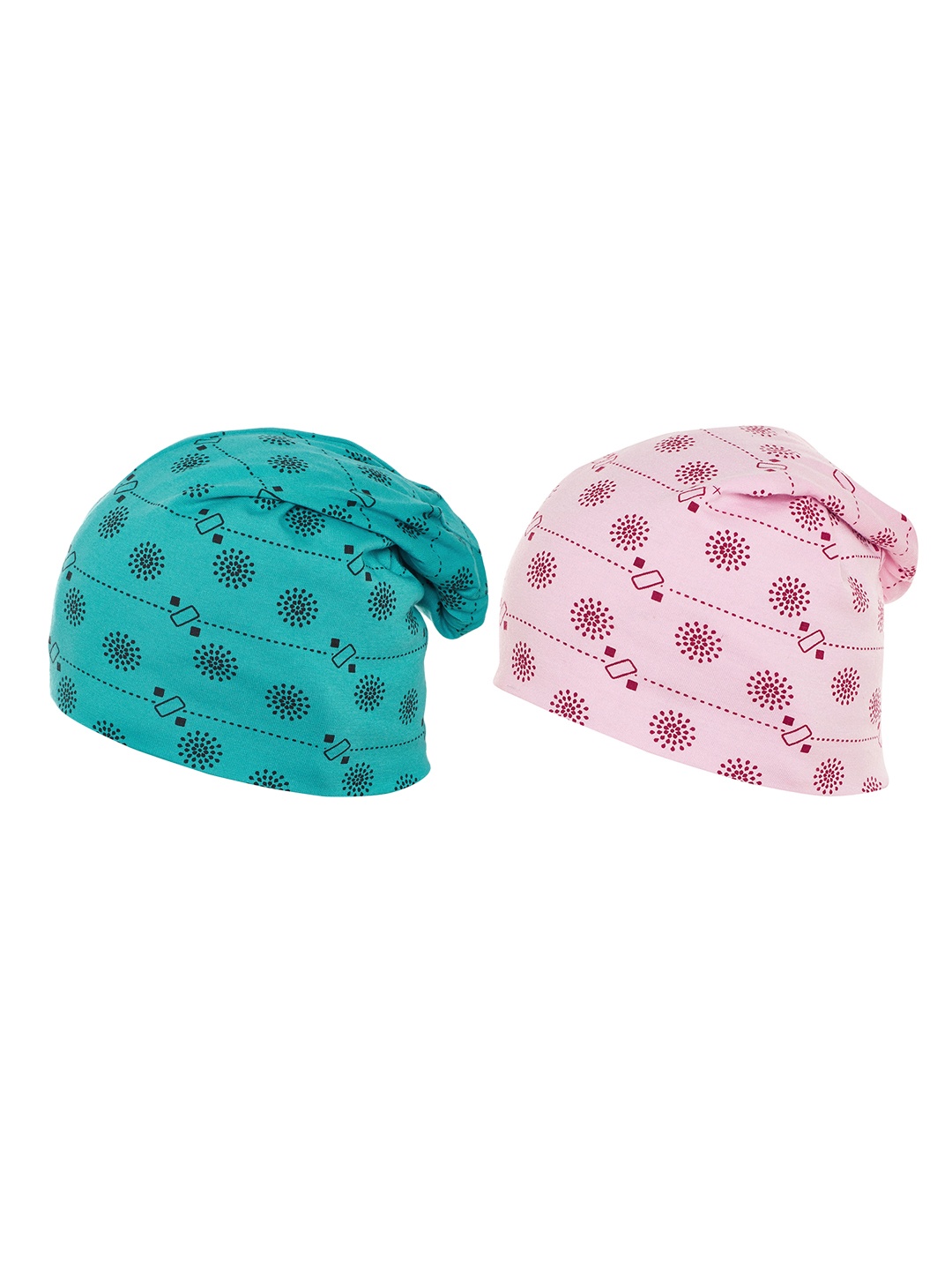 

VIMAL JONNEY Women Pack Of 2 Printed Beanie, Turquoise blue