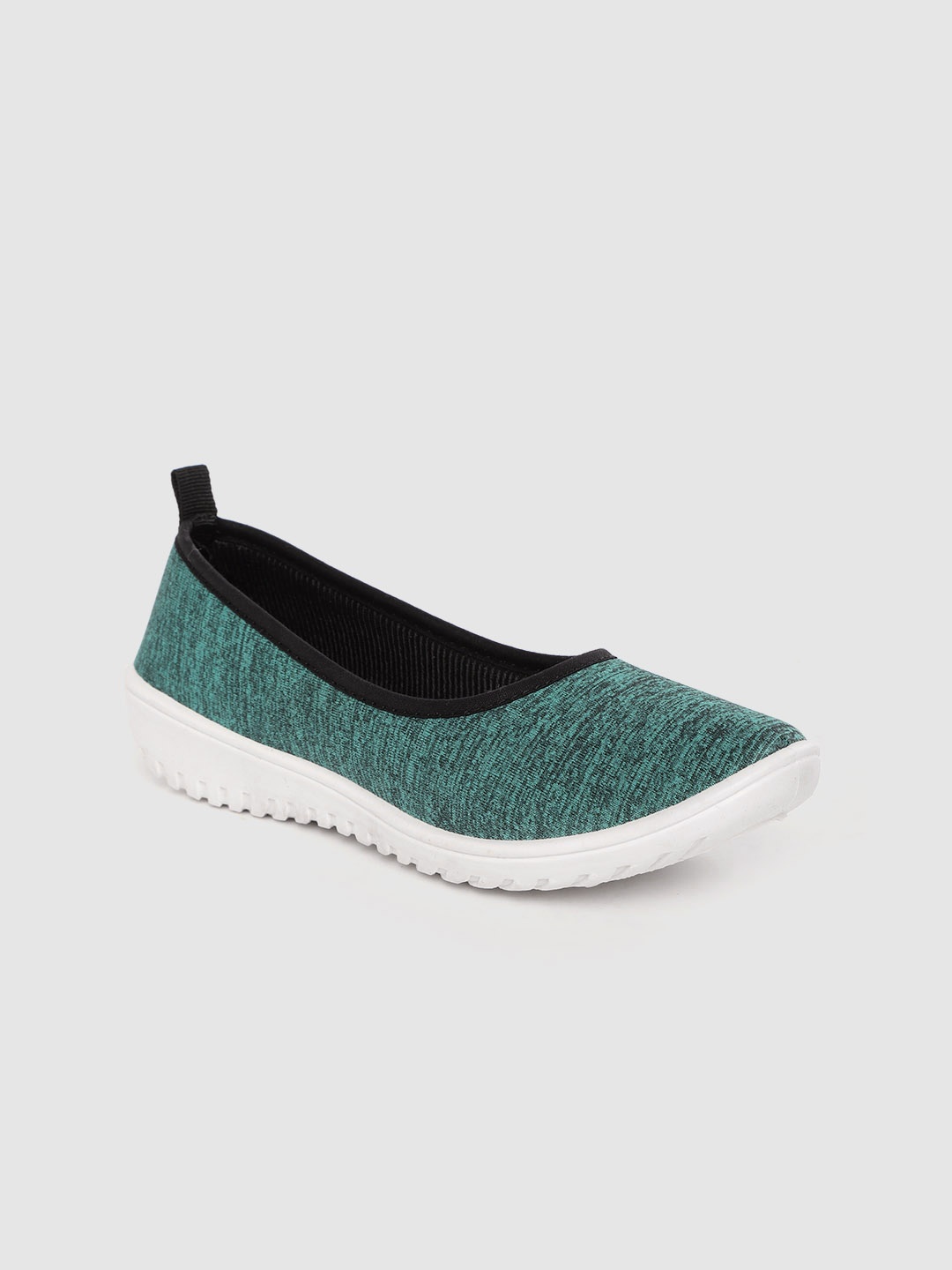 

DressBerry Women Teal Green & Black Melange Knit Ballerinas