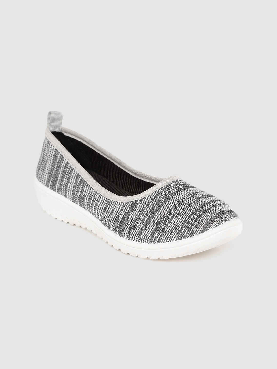 

DressBerry Women Grey Woven Design Knitted Slip-Ons