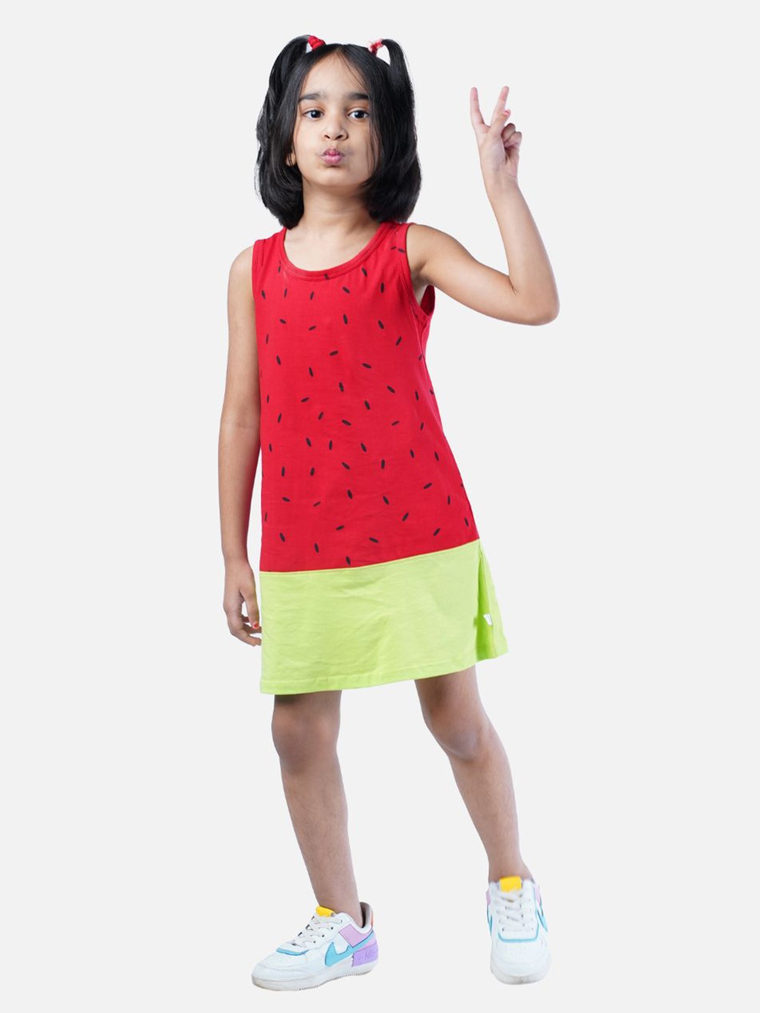 

You Got Plan B Girls Red Printed A-Line Dress