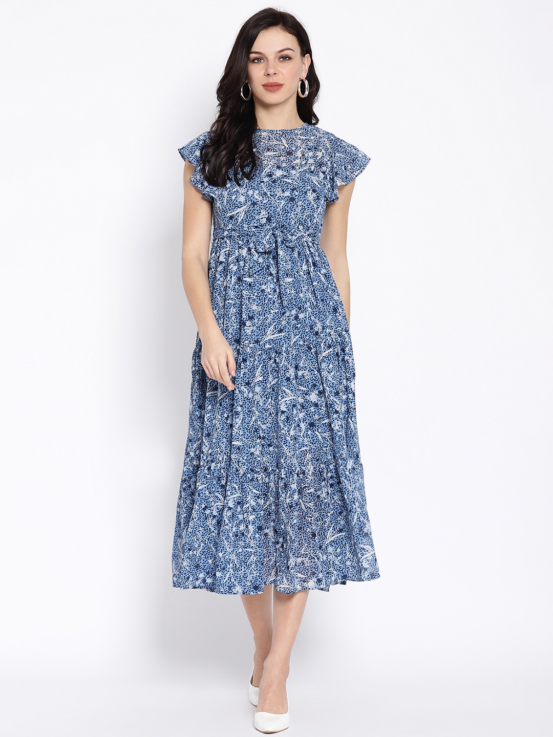 

HOUSE OF KKARMA Women Blue Printed Fit and Flare Dress