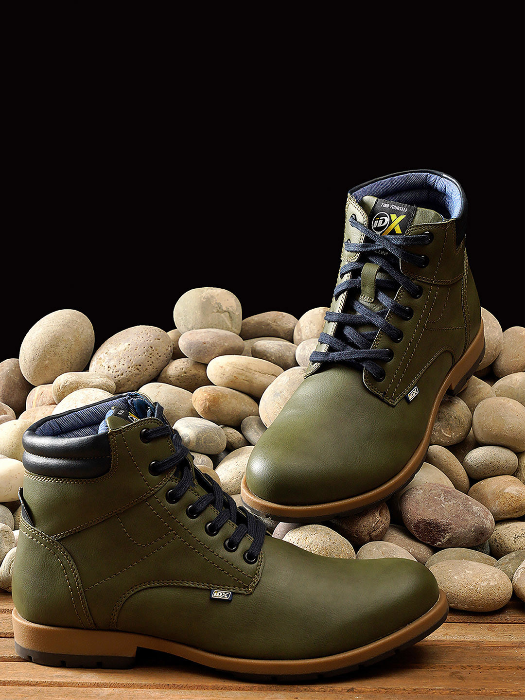 

iD Men Olive Green Casual Boot Shoes