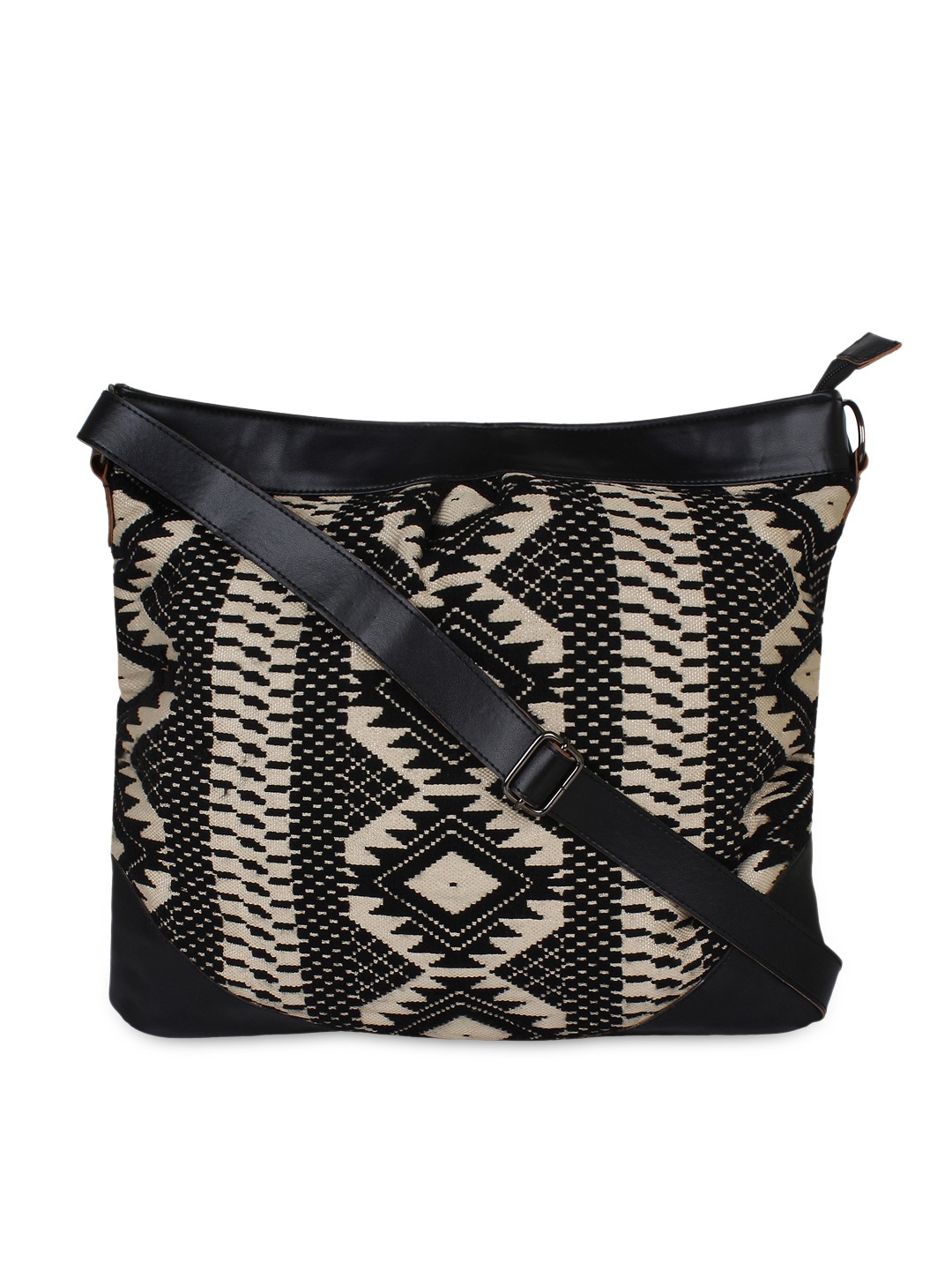 

Anekaant Beige & Black Printed Sling Bag