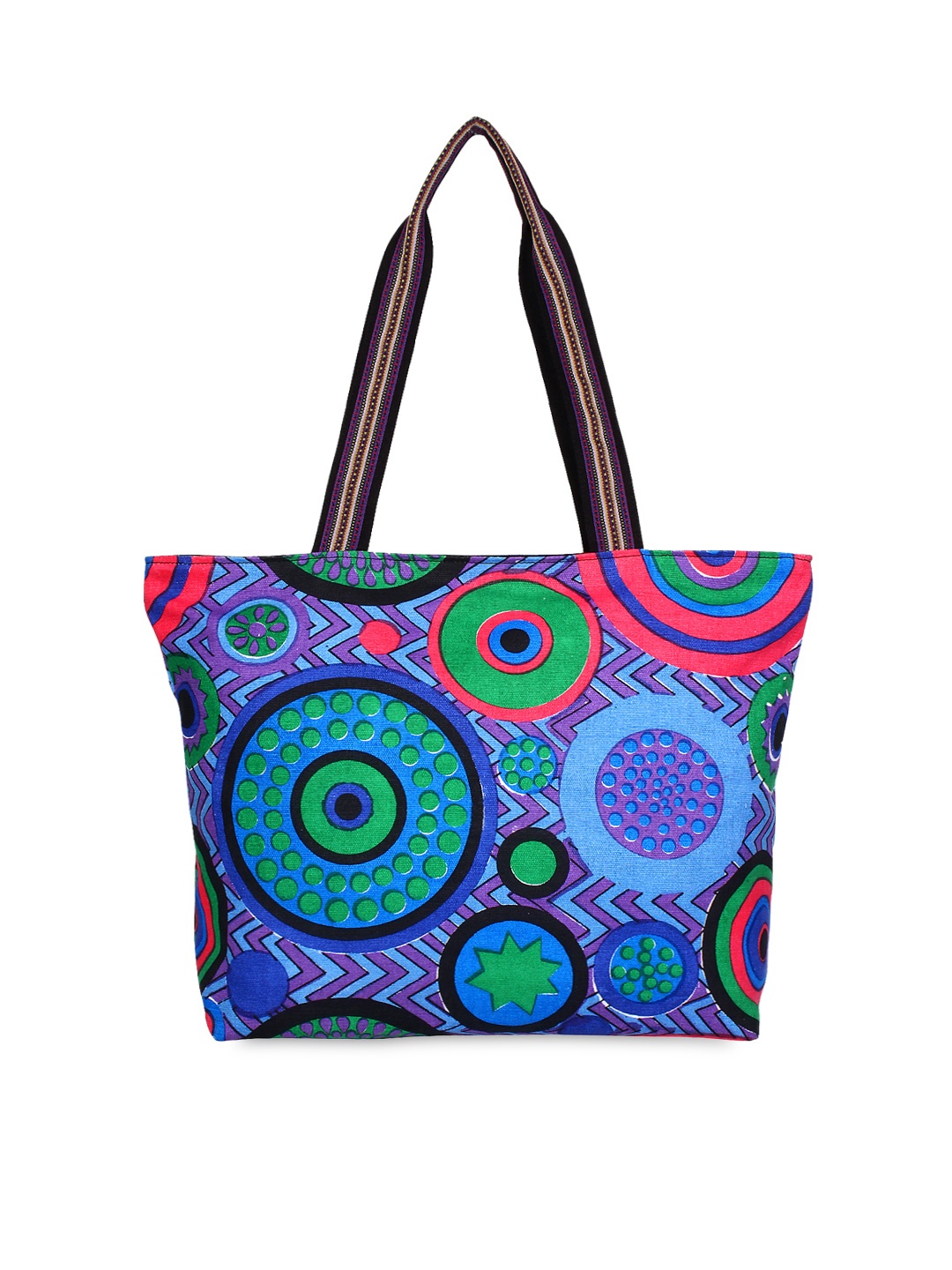 

Anekaant Blue Geometric Print Tote Bag