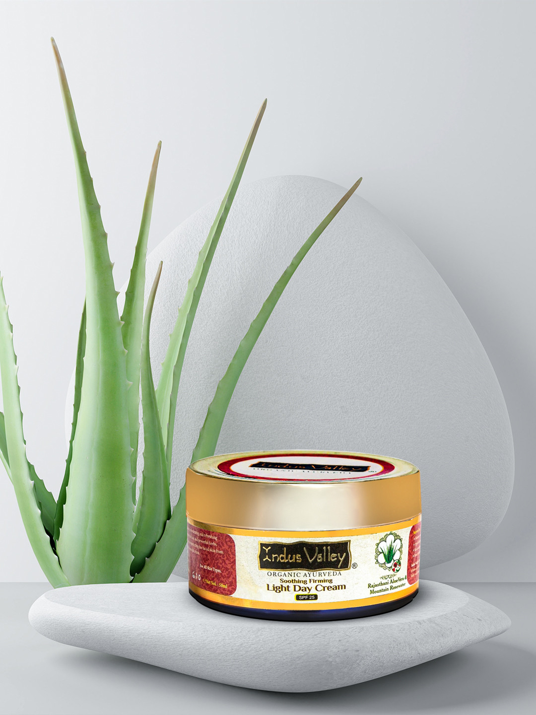 

Indus Valley Rajasthani Aloe & Mountain Rose Soothing & Firming Light Day Cream, White