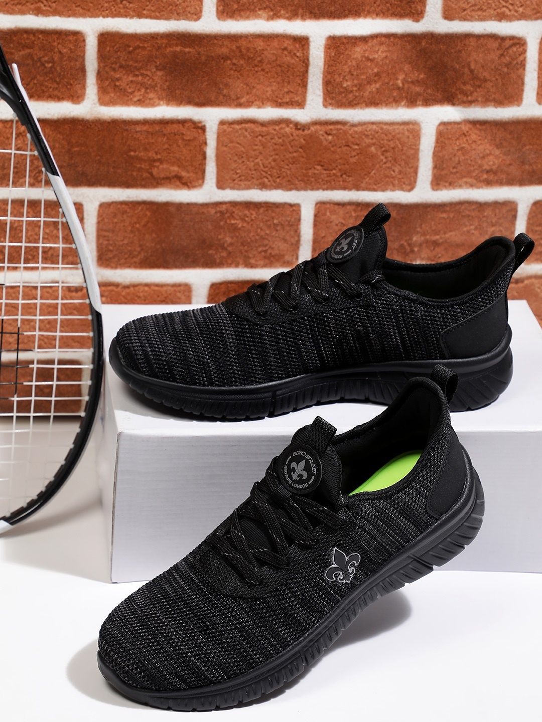 

Bond Street By Red Tape Men Black Mesh Walking Shoes