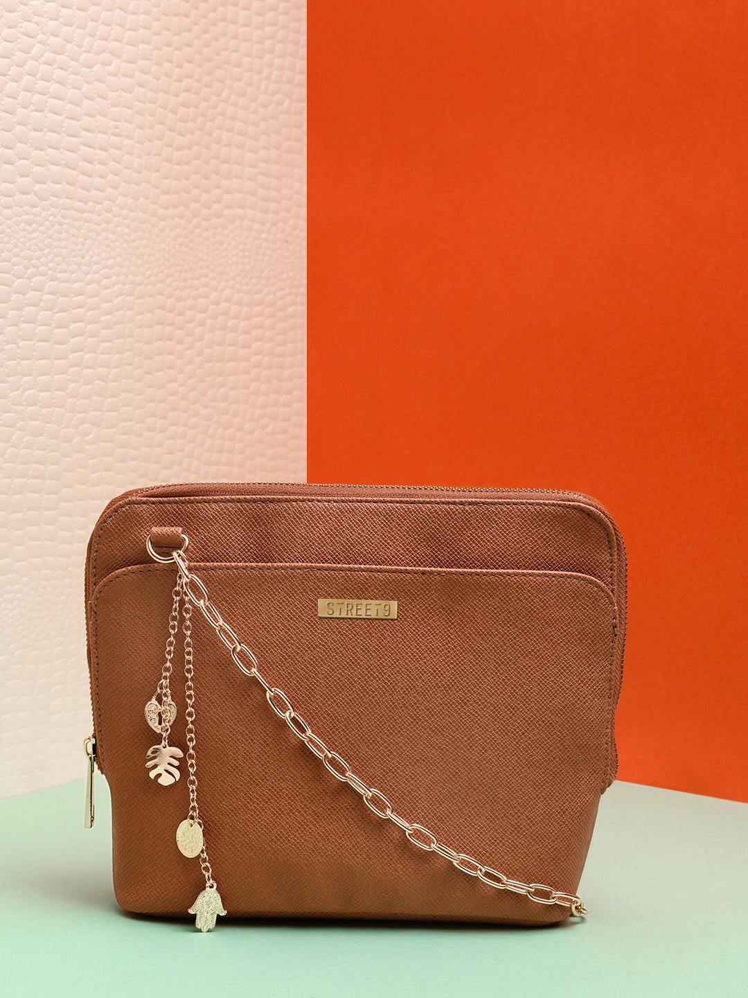 

STREET 9 Tan Brown Solid Sling Bag