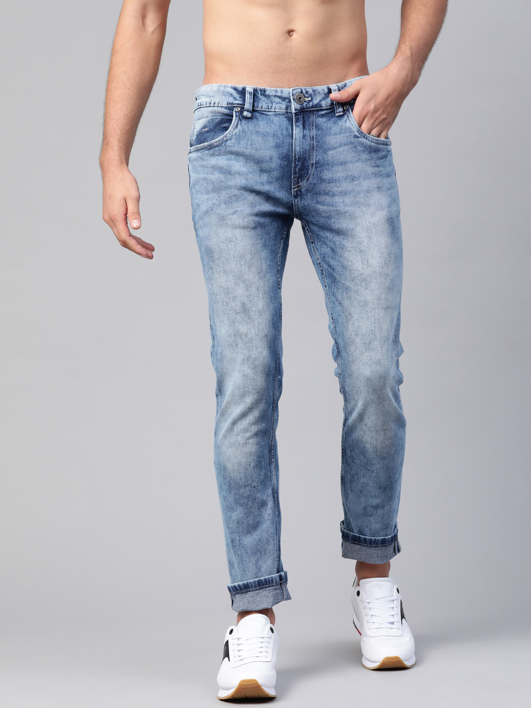 

Roadster Men Blue Skinny Fit Heavy Fade Acid Wash Stretchable Jeans