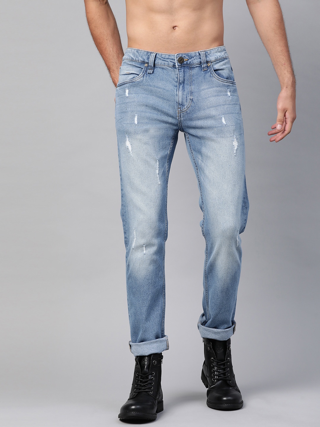 

Roadster Men Blue Skinny Fit Low Distress Light Fade Stretchable Jeans
