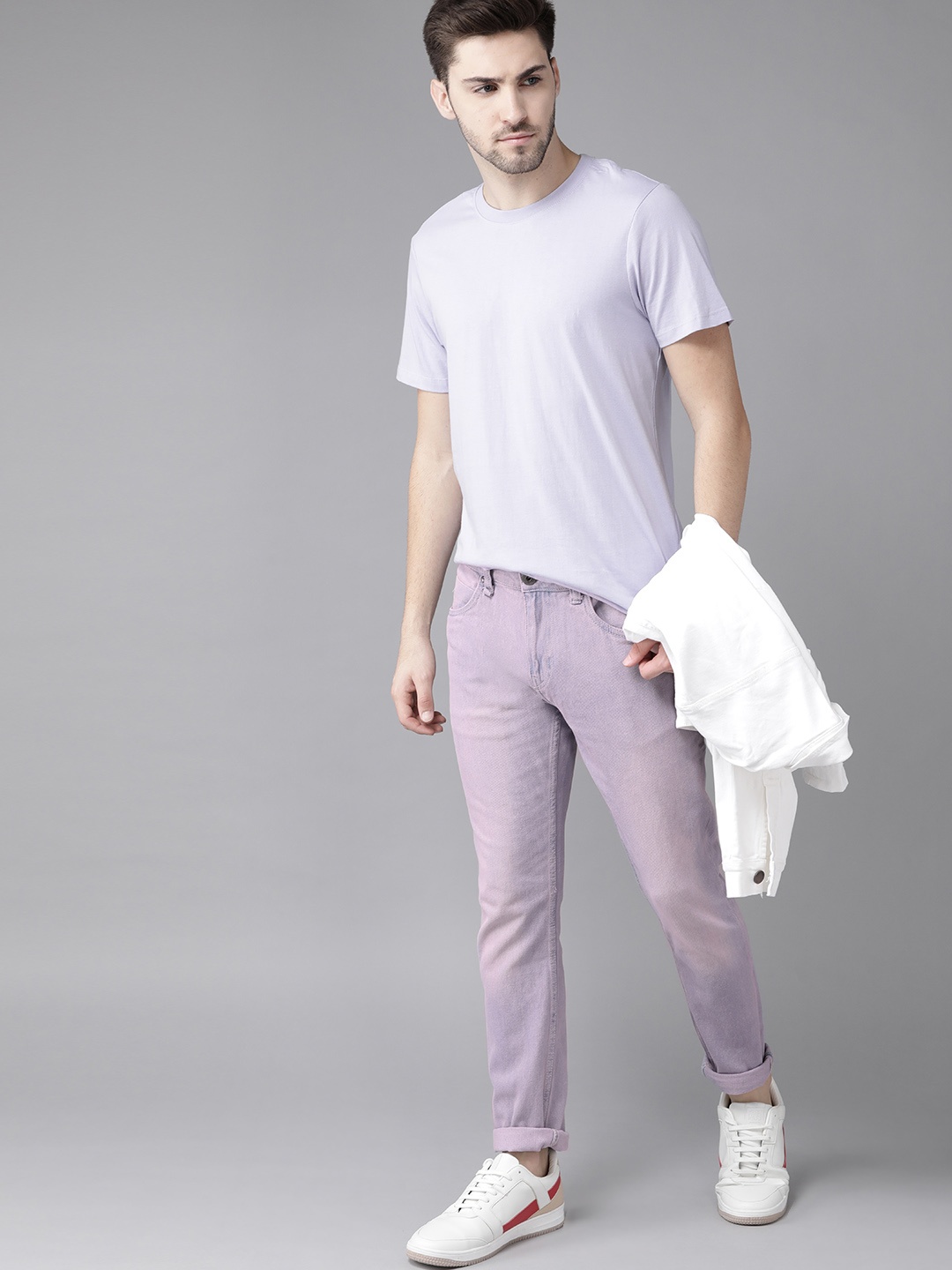 

Roadster Men Lavender Solid Tapered Fit Stretchable Jeans