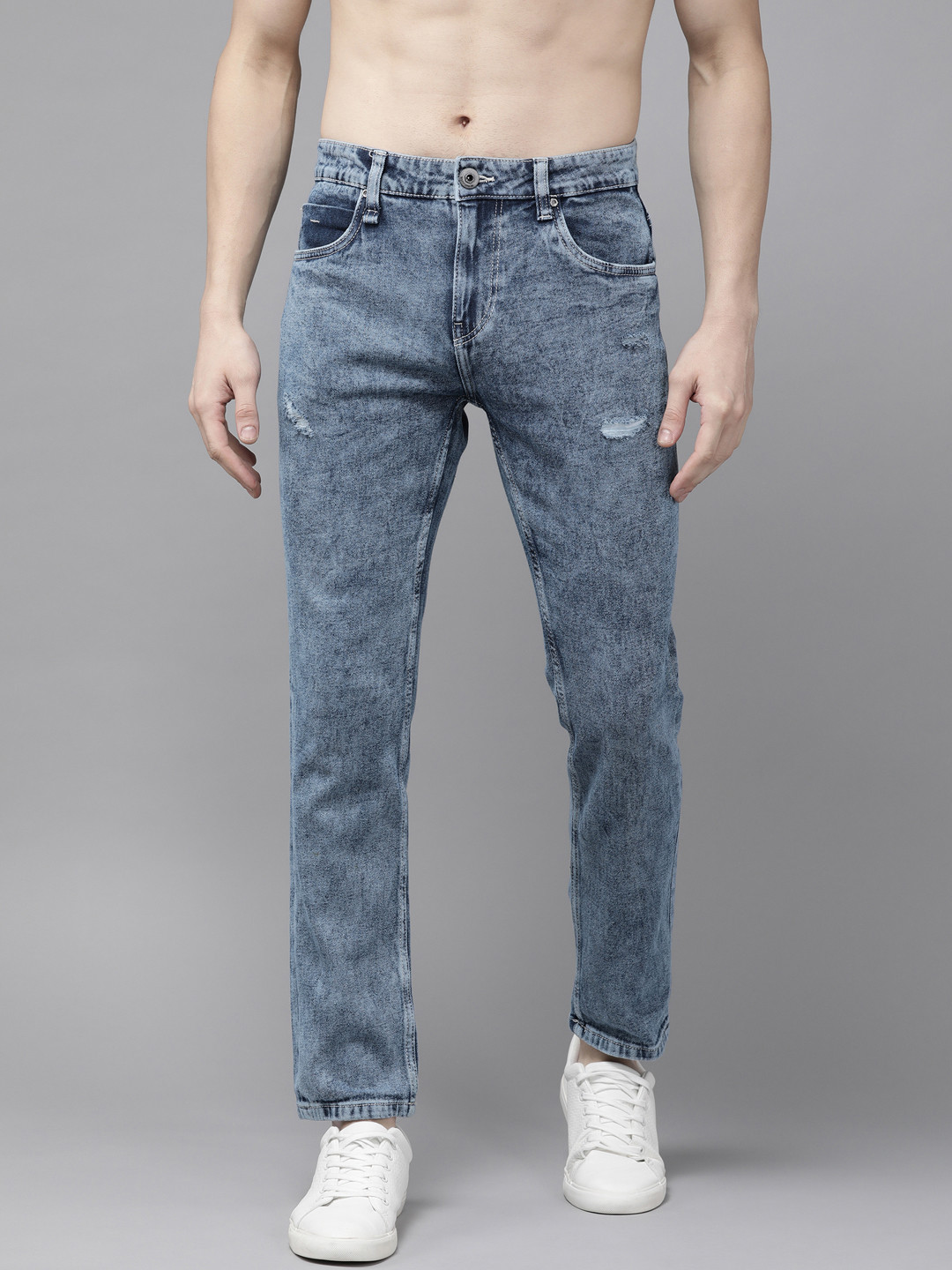 

Roadster Men Navy Blue Skinny Fit Low Distress Light Fade Stretchable Jeans