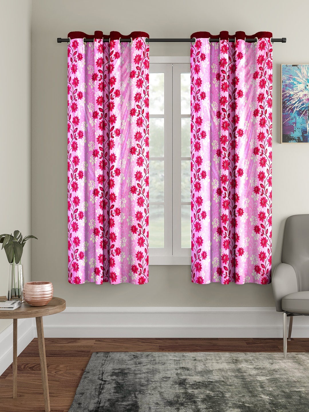 

Cortina Pink Set of 2 Floral Window Curtains