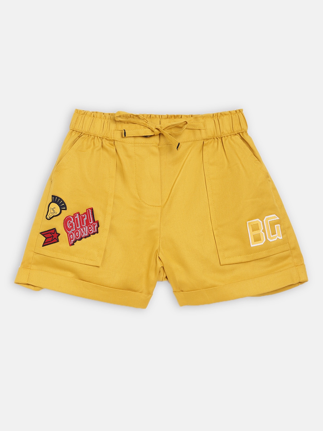 

Blue Giraffe Girls Yellow Solid Regular Fit Regular Shorts