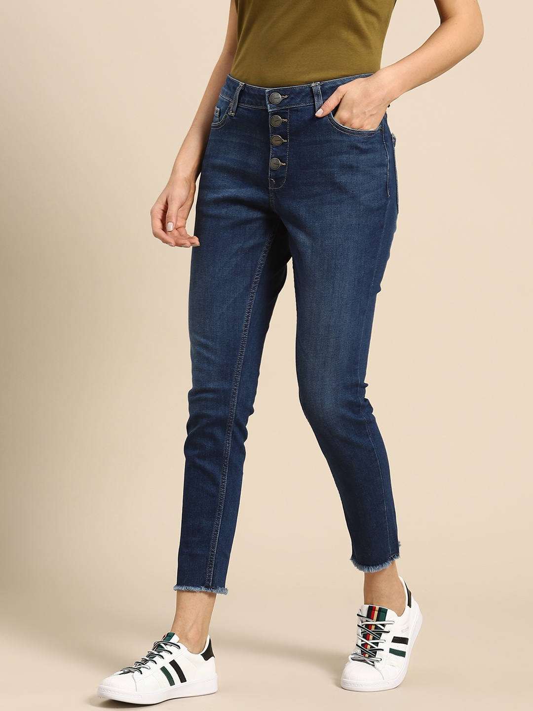 

United Colors of Benetton Women Navy Blue Skinny Fit Mid-Rise Clean Look Stretchable Jeans