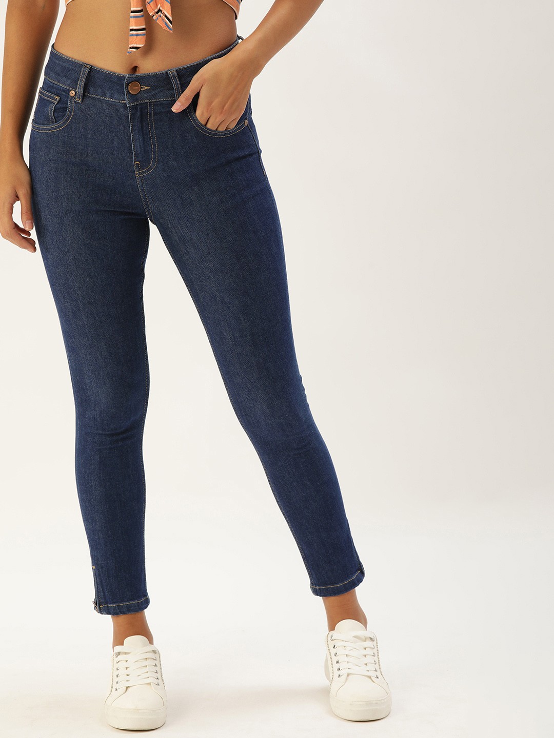 

United Colors of Benetton Women Blue Skinny Fit Mid-Rise Clean Look Jeans