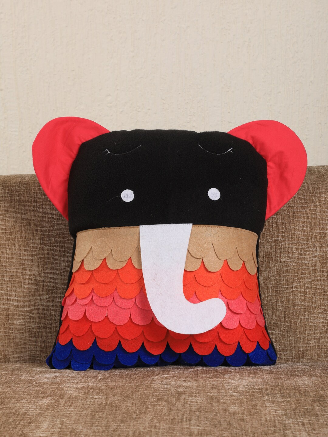 

My Gift Booth Black & Red Frill Baby Elephant Cushion With Filler