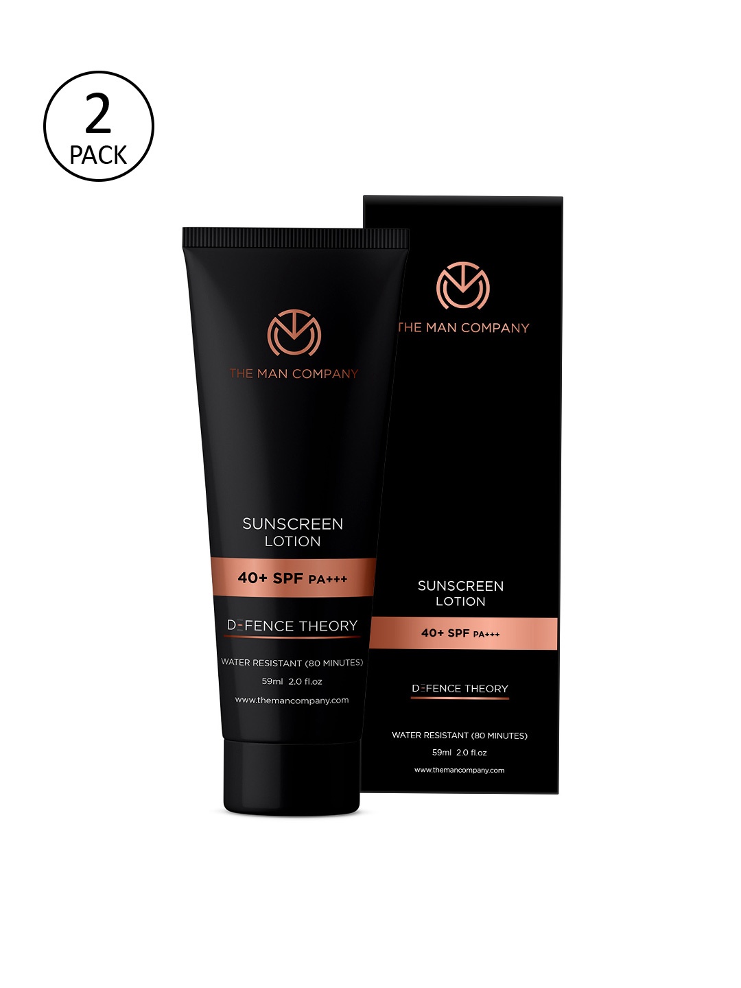 

THE MAN COMPANY Set of 2 Defence Theory 40+ SPF Water Resistant Sunscreen Lotion, Black