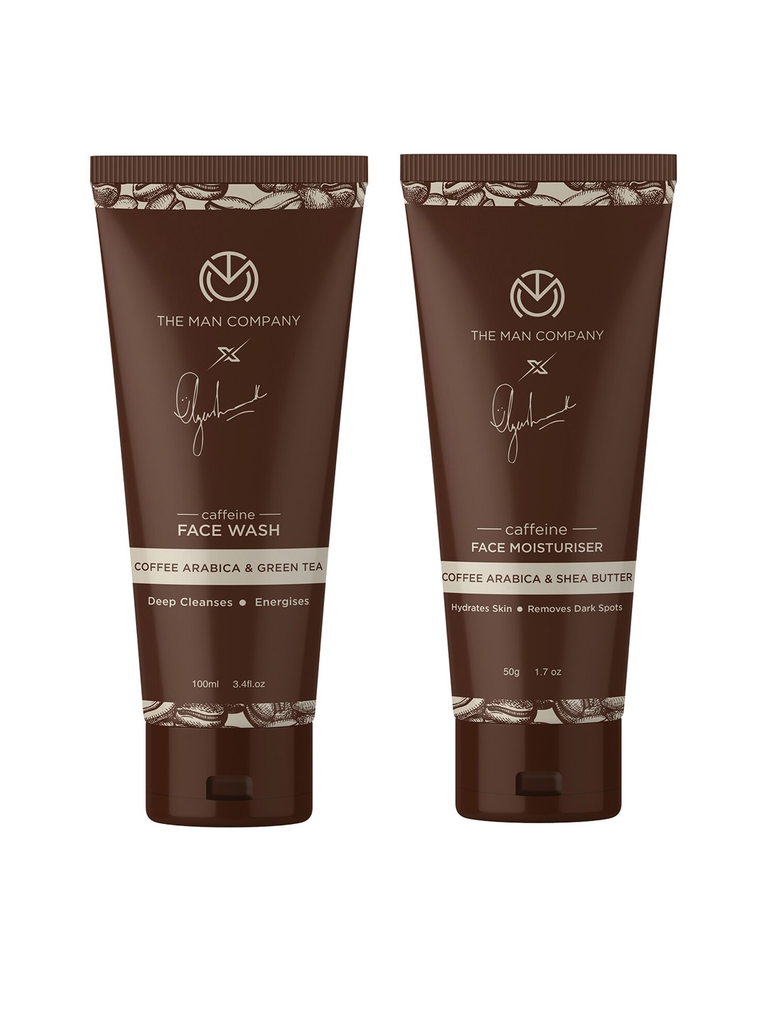 

THE MAN COMPANY Set of Caffeine Face Wash & Face Moisturiser, Coffee brown