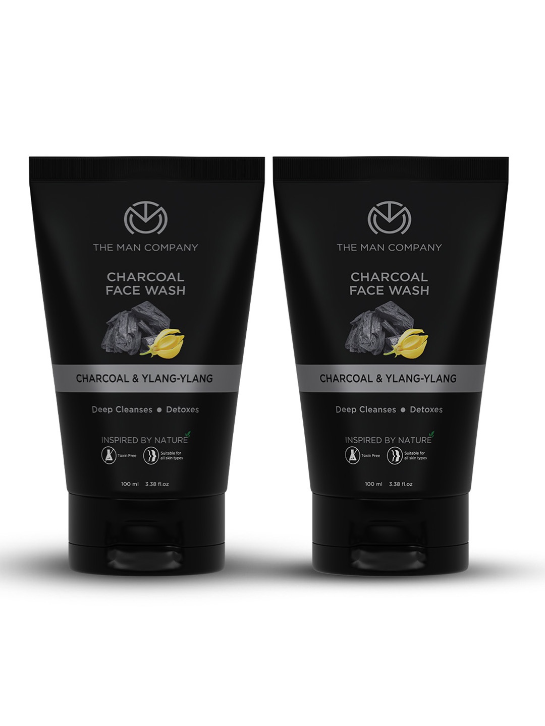 

THE MAN COMPANY Set of 2 Ylang-Ylang & Argan Charcoal Face Wash, Black