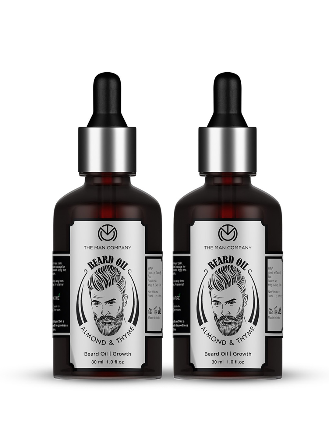 

THE MAN COMPANY Set of 2 Almond & Thyme Beard Oil, Black