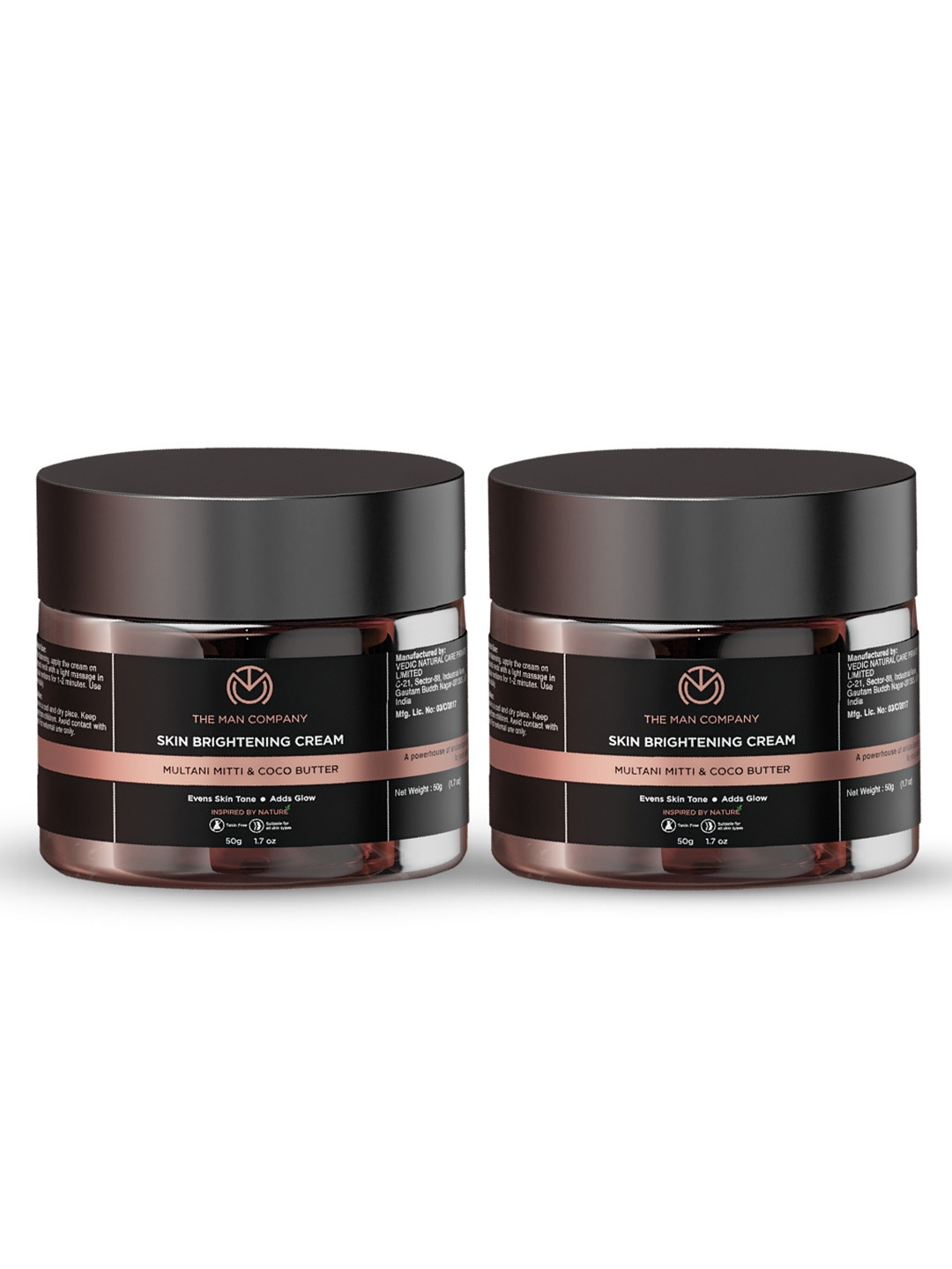 

THE MAN COMPANY Set of 2 Multani Mitti & Coco Butter Infused Skin Brightening Cream, Brown