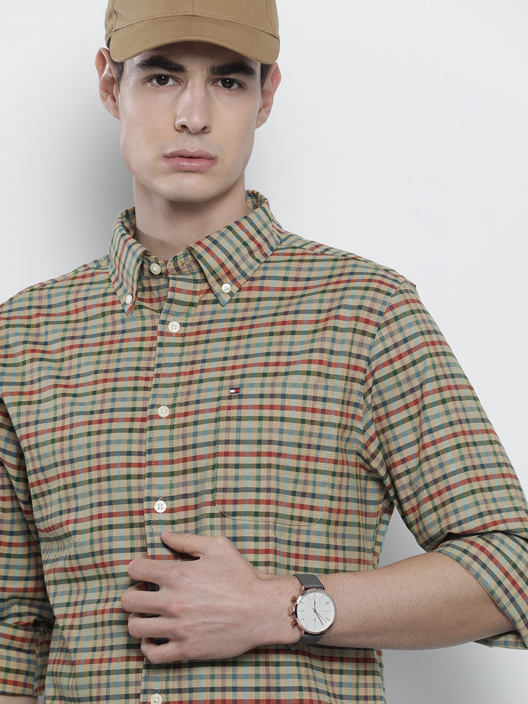 

Tommy Hilfiger Men Multicoloured Regular Fit Checked Casual Shirt, Multi