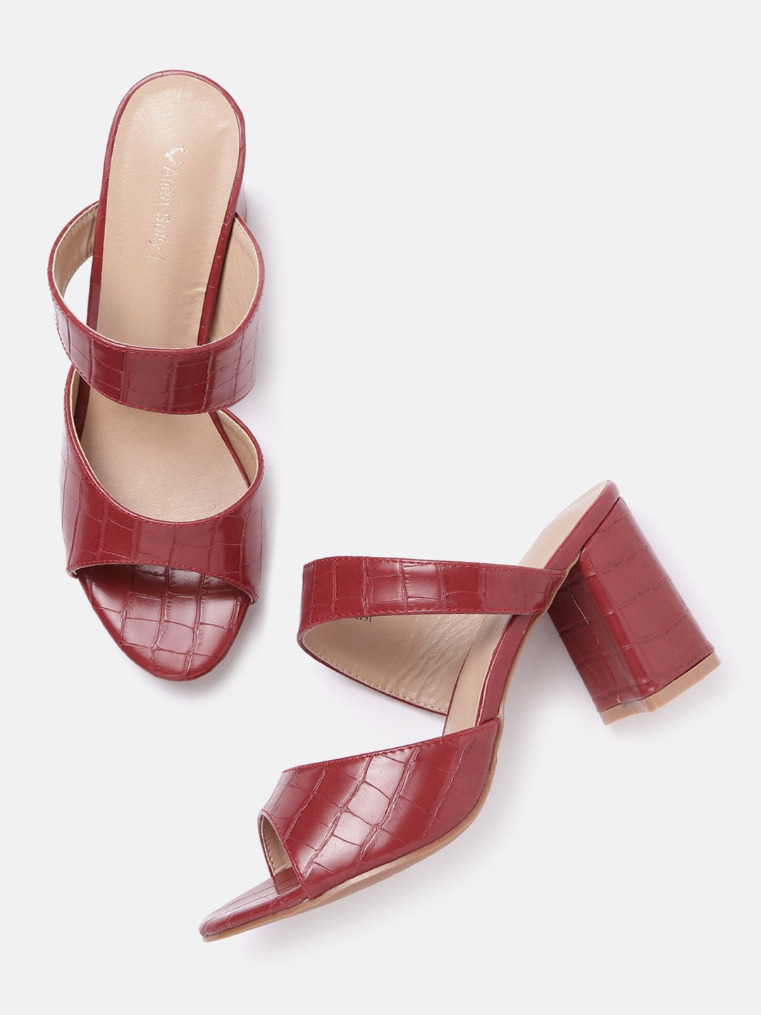 

Allen Solly Women Maroon Croc Textured Heels