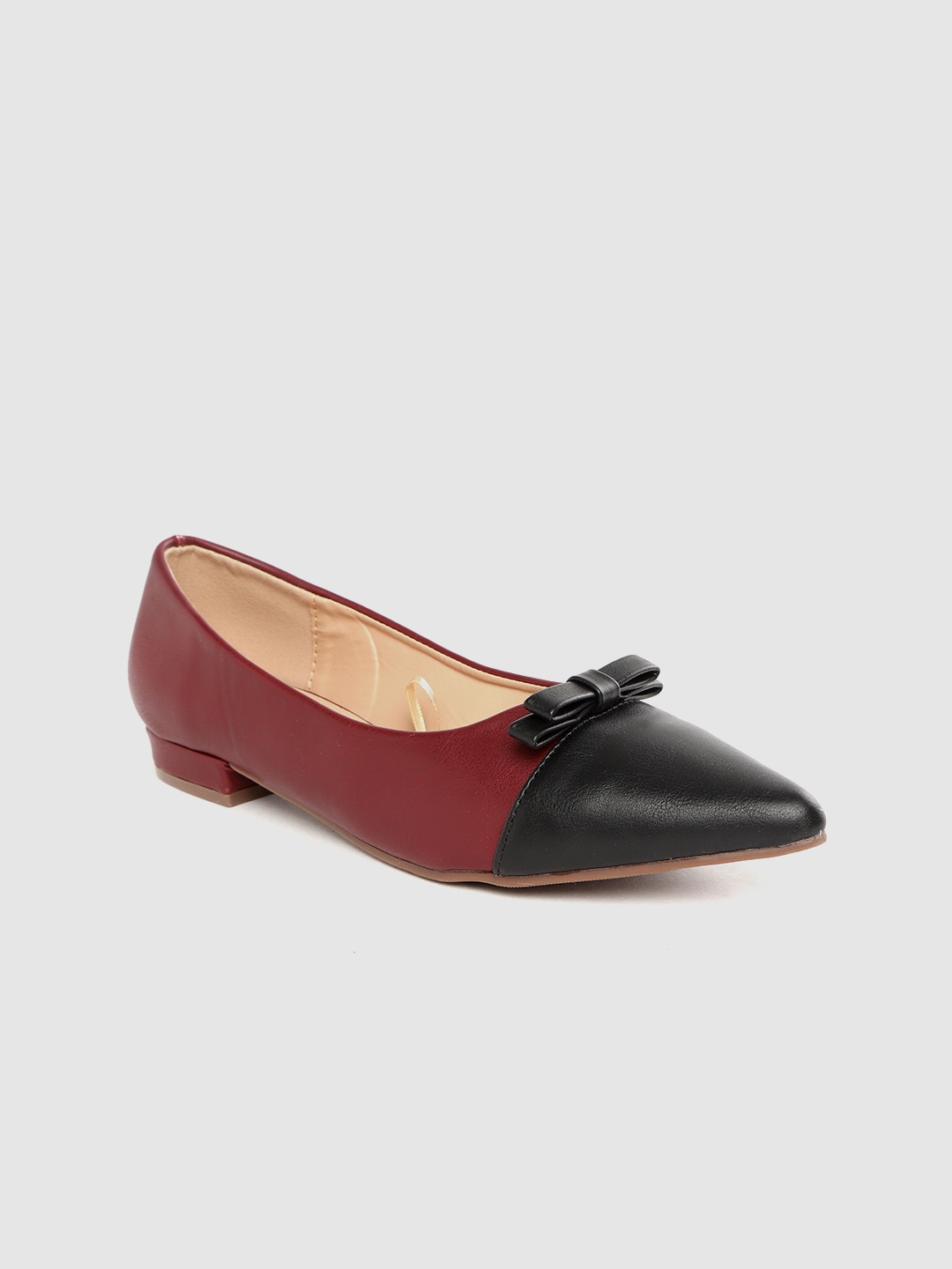 

Allen Solly Women Maroon & Black Colourblocked Ballerinas with Bow Detail